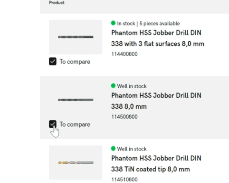 Productvergelijker klein vierkant